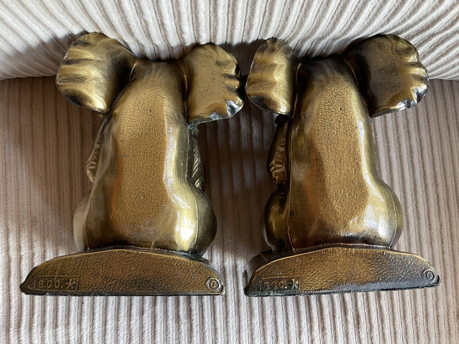 Vintage Pair (2) Brass Elephants Reading Bookends Made in USA eBay