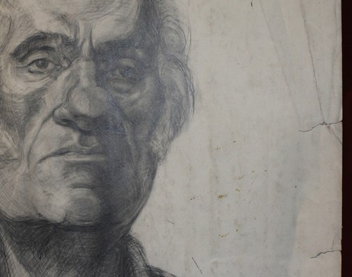 Ritratto uomo disegno a matita originale vintage - Foto 7 di 12