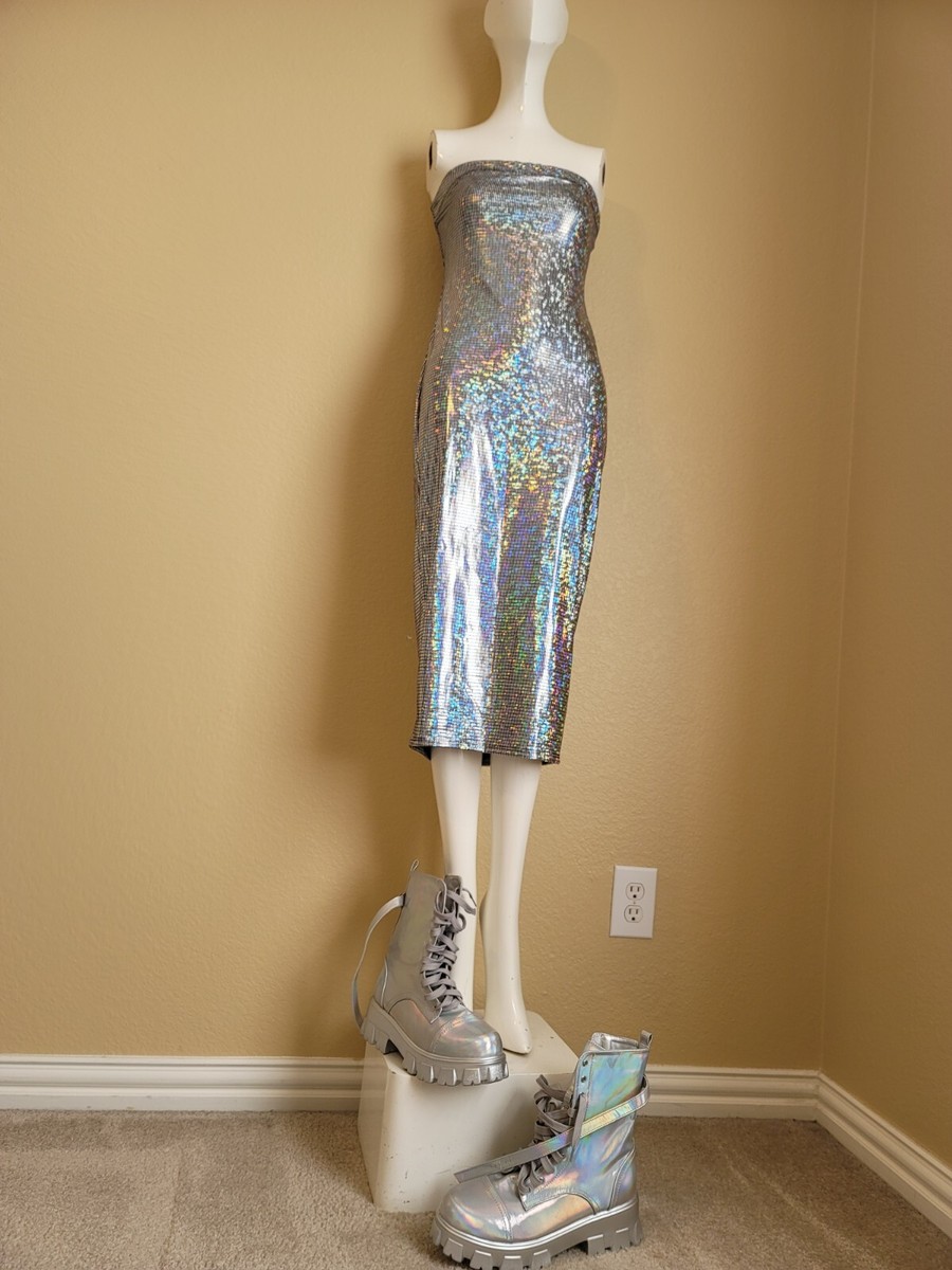silver tube top dress silver tube top dress