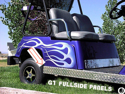 YAMAHA G1 Golf Cart Highly Polished Aluminum Diamond Plate FULLSIDE Panels 