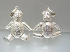Vintage handmade 3D movable sterling silver Teddy Bear larger pendant 11.6g,1.4"