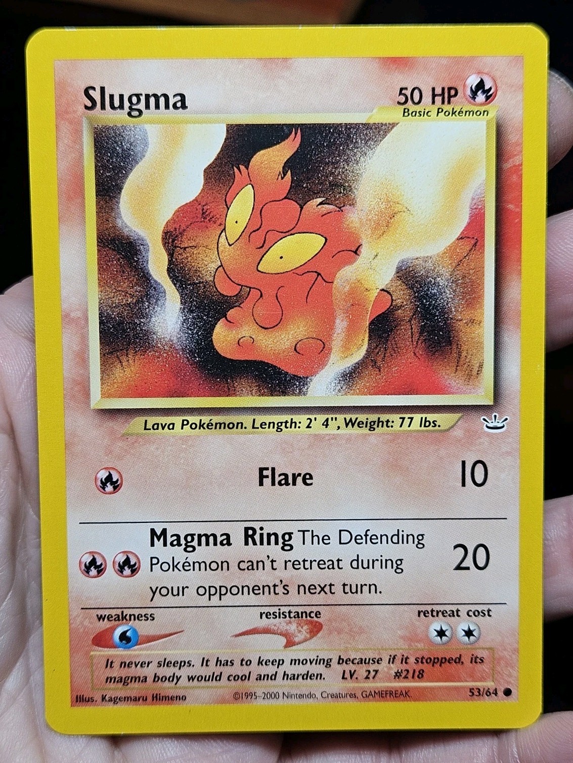 Slugma 53/64 Neo Revelation Rare Vintage Pokemon Card Very Lightly Played LP