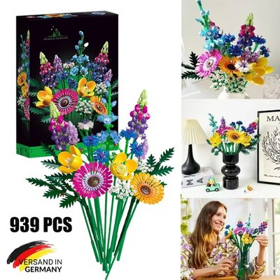 2025 Neu Rose Wildflower Bouquet Set Blumenstrauß Spielzeug, Geschenk Baustein