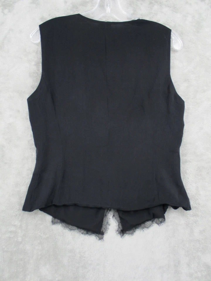 Blusa Anne Klein 10 Seda Encaje Bruja Capricho Gótico Oscuro Coqueta Botón Delantero Foto 2 de 4