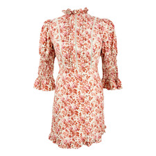 Urban Outfitters High Neck Babydoll Mini Dress Size Small Ruffle Ruched Cottage