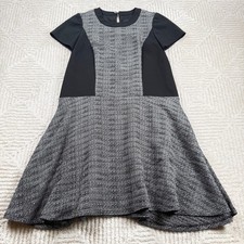 Madewell Tweed Colorblock Fit and Flare Dress Women's 0 Black Work Academia Prep