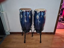 Perfformance Percussion congas drums 13 and 14 inch plus stands, natural skin.