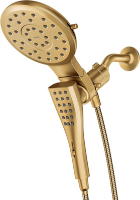 Verso Brushed Gold Eight-Function 7'' Wide Spray Shower Head and Detachable Hands