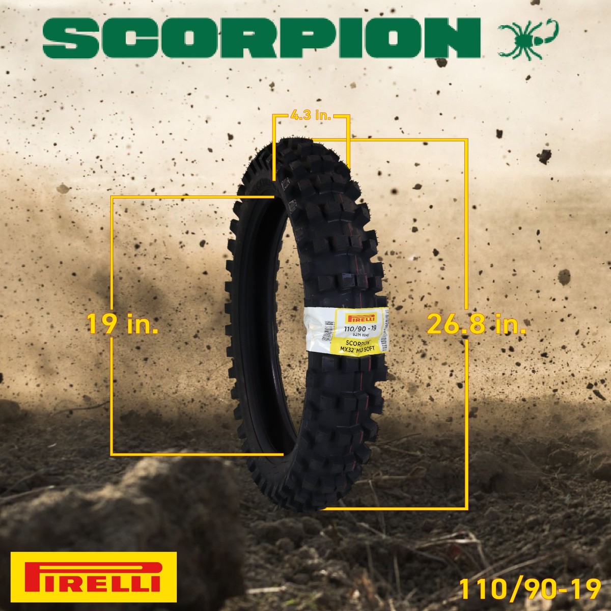 PIRELLI TIRE 110/90-19R MXMS SCORPION MX MIDSOFT 871-7055 for sale
