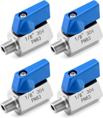 Mini Ball Valve, 4 Pack 1/8'' NPT Thread Female and Male 304 Stainless Steel Shut