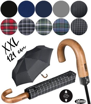 Regenschirm Herren XXL Taschenschirm Groß Partnerschirm Automatik Holzgriff
