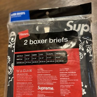 FW22 SUPREME HANES BOXER BRIEFS 2 PACK BLACK BANDANA SZ XL | eBay