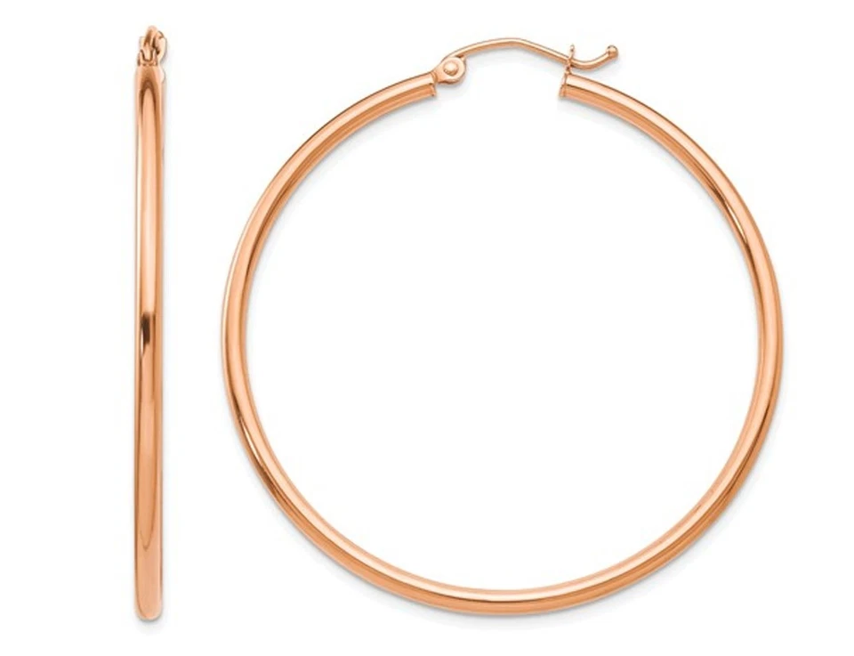 Pendientes de aro grandes en oro rosa de 14K