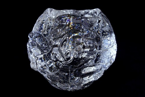 VINTAGE KOSTA BODA LARGE GLASS SCANDINAVIAN SNOWBALL CANDLE HOLDER -WARFF - Picture 3 of 8