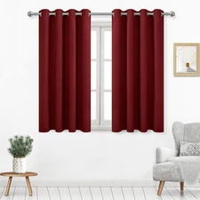 DWCN Burgundy Blackout Curtains for Living Room, Small Window, Thermal, W52 L54