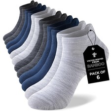 Niorasen Ankle Socks for Men, 6 Pairs Bamboo Rayon Breathable Sports Low Cut ...
