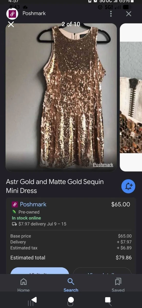 slim fit dress slacks Embellished A-Line Mini Dress in Gold - 4 / Regular