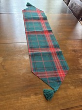 Macy's Christmas Holiday Red Green Tartan Table Runner 54" Rectangular