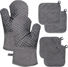 4 Pcs Oven Mitts and Pot Holders,Kitchen Long Oven Glove High Heat Resistant 500