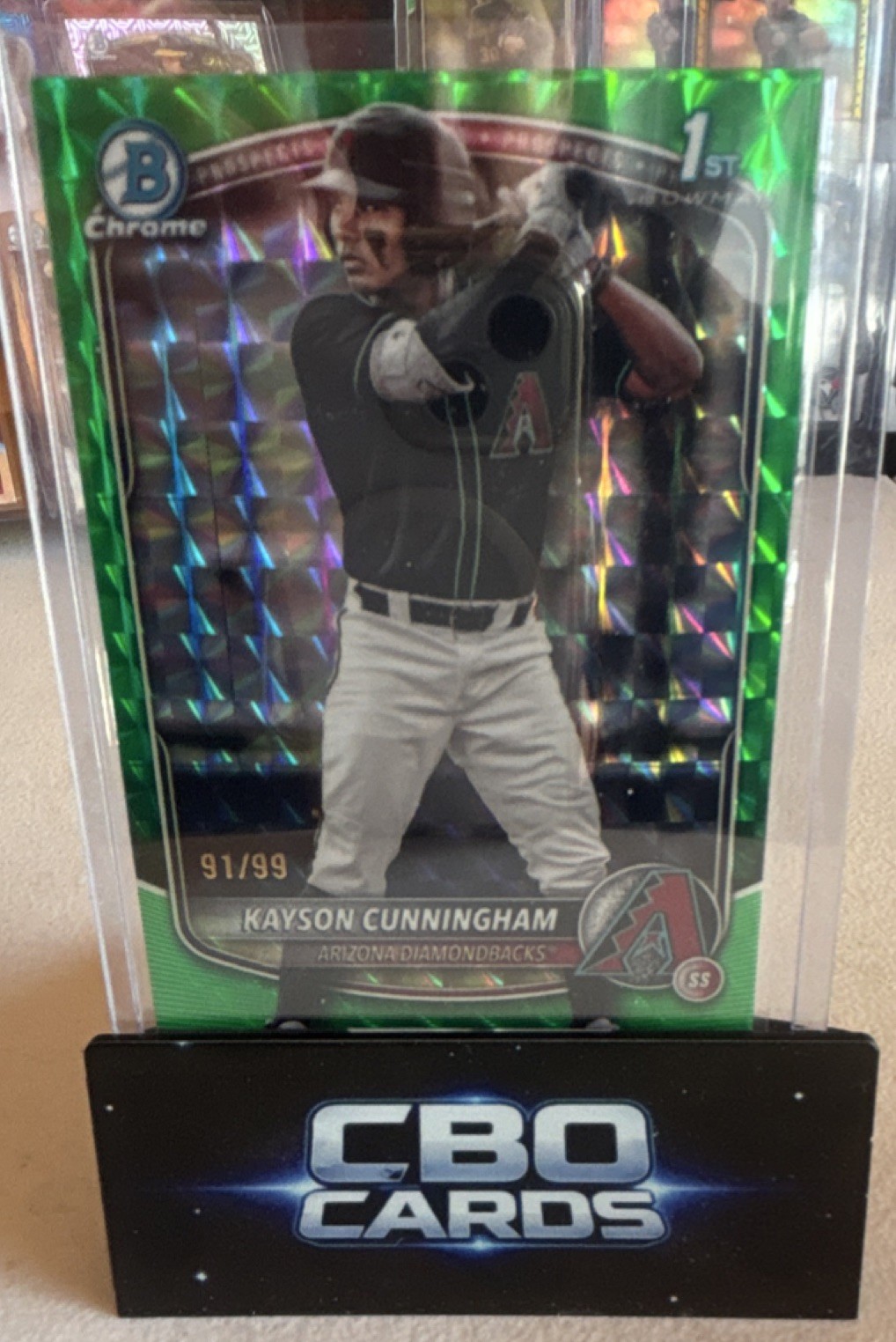 Bowman 2025 Draft Chrome Green Mojo Kayson Cunningham 91/99 BDC-84 Diamondbacks