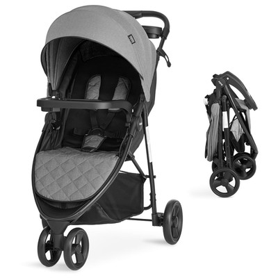 Lightweight Grey Breeze Stroller with Adjustable Canopy & Compact Fold