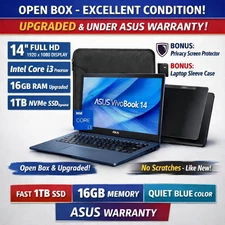 🔥 ASUS VivoBook 14” FHD Laptop | Intel Core i3 | 16GB RAM | 1TB NVMe SSD