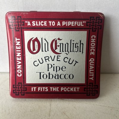 VINTAGE ADVERTISING OLD ENGLISH CONCAVE Curved POCKET TIN Curve Cut Pipe Tobacco