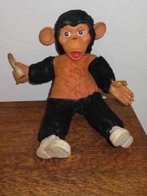 Vintage Zippy Plush Monkey 1950-60s, Rare orange body