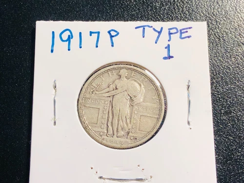 1917 P type 1 standing liberty quarter VF/EF Condition