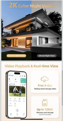 Solar Security Cameras Wireless Outdoor 2K Battery Powered AI Motion Detection