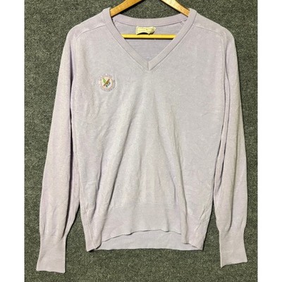 Vintage Hogan V Neck Sweater Lavender Grayling Country Club Embroidered Size M