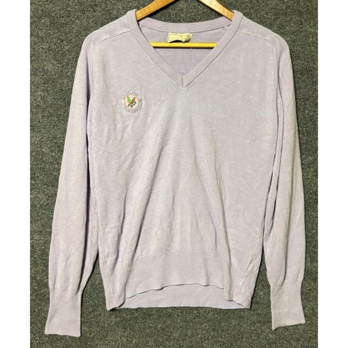 Vintage Hogan V Neck Sweater Lavender Grayling Country Club Embroidered Size M