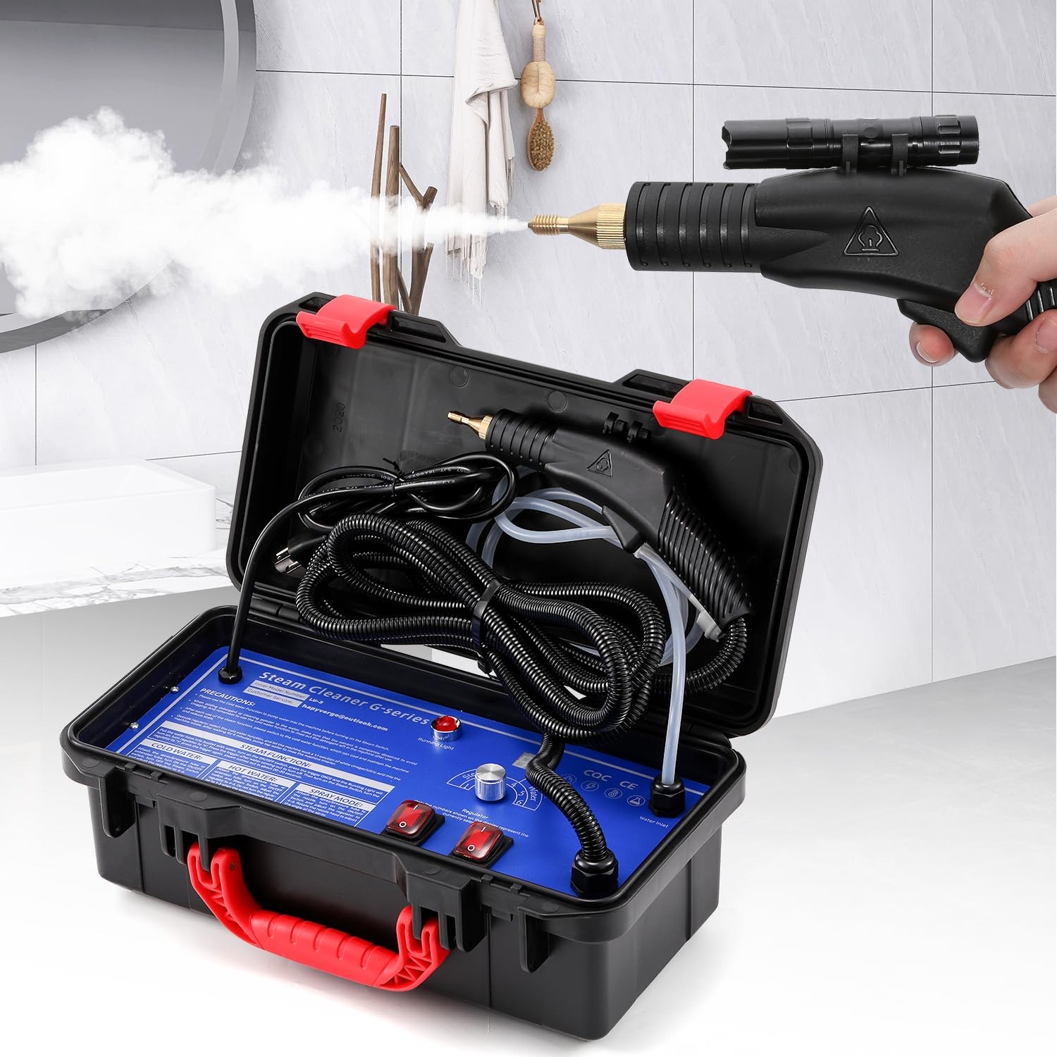 1700W Heavy Duty High Pressure Steam Cleaner for Grout Tile and Deep Cleaning-image