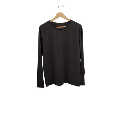Quince Women Flowknit Breeze Performance Long Sleeve Tee Black Top M