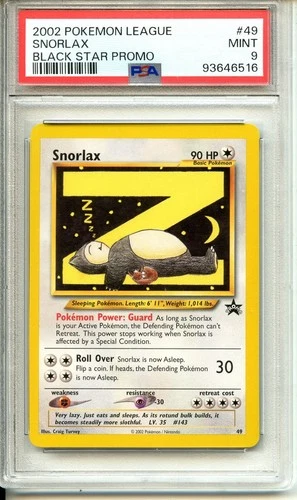 2002 TCG POKEMON LEAGUE SNORLAX BLACK STAR PROMO #49 PSA 9