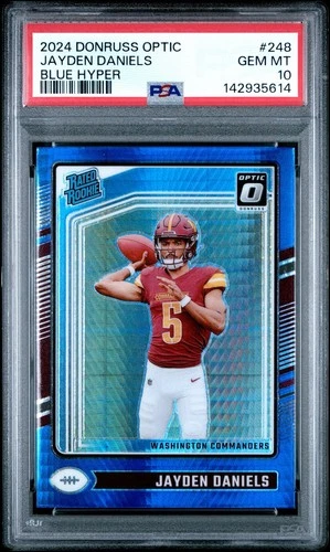 2024 Panini Donruss Optic - Rated Rookie Jayden Daniels #248 Blue Hyper PSA 10