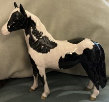 Vintage Beswick Horse #1373 Piebald Pinto Pony Black & White Figurine 16cm High