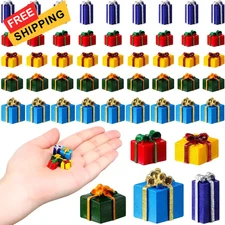 Bucherry 50 Pcs Christmas Miniature Resin Gift Boxes Multicolor Multi Color 