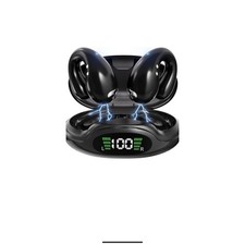 Open Ear Clip On Headphones Bluetooth 5.3 Wireless Earbuds YYK-S19 4HD Mic Black