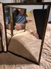 Antique, Ventage Trifold Metal Frame Hanging Shaving Mirror Celluloid Decoration — photo 4