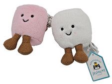 Jellycat Amuseables Pair Of Marshmallows Bag Charm Keychain Plush Pink White New