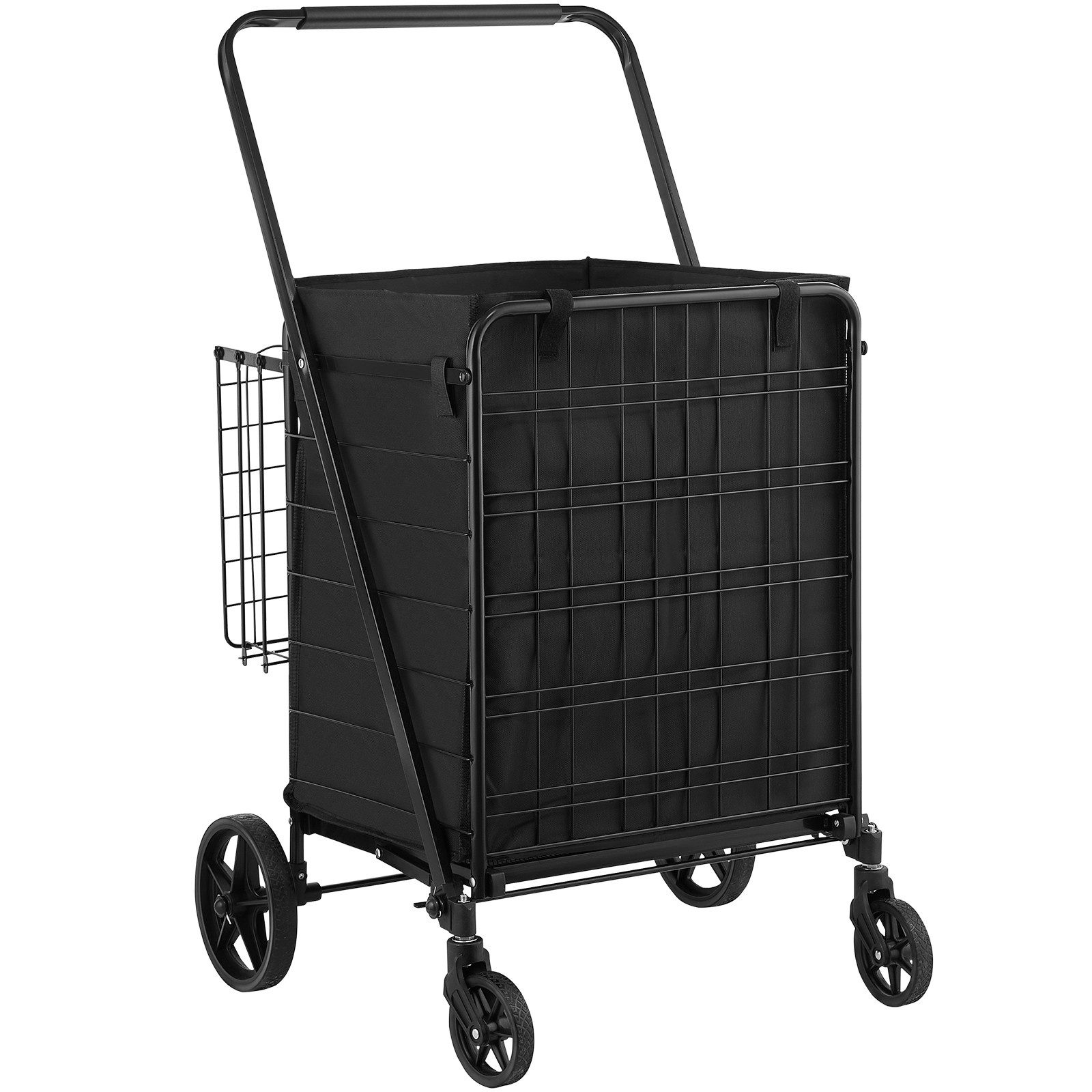 Uimoso Folding Shopping Cart Rolling Grocery Cart with Double Baskets 210 LBS