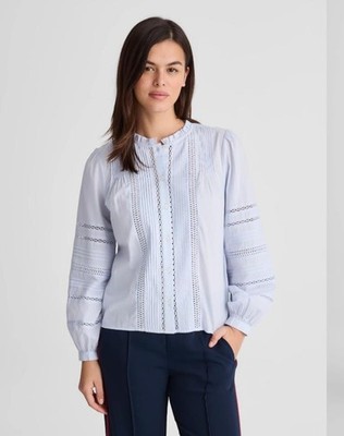NWT Madewell Lace-Insert High-Neck Pintuck Top