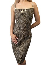 FENDI Vintage FF Logo Leopard Mini Dress One-piece 42 Brown Black Sleeveless
