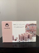 Calista Tools Ion Hot Rollers 12 - 1" Short 1.25" Medium Clips Stand Case Pink