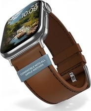 MobyFox - Leather Band for Apple Watch   Genuine Leather, Stainless Steel Buckle