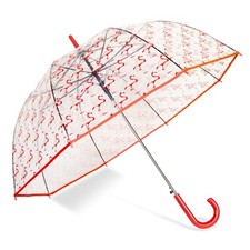 Auto Open Bubble Rain Umbrella with Pink Flamingo Print Windproof Compact