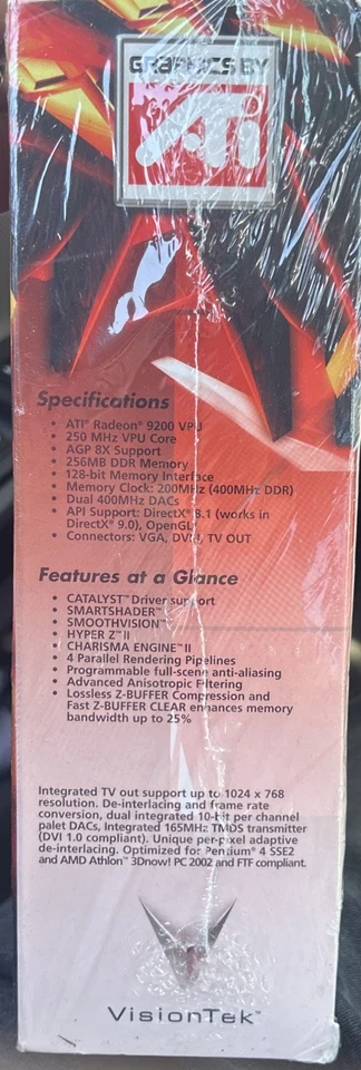 Vision Tek Xtasy ATI Radeon 9200 256MB DDR AGP 8x VTG Computer Video Card Sealed - Image 3 of 4
