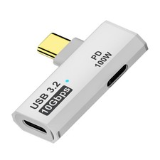 AreMe Dual USB C Headphone Adapter with 100W Charging Port, 2-in-1 White