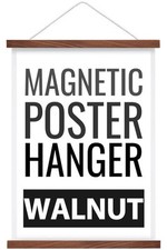 Magnetic Poster Hanger Frame Wide, Strong Magnet, Premium Wood 18 Inch Walnut